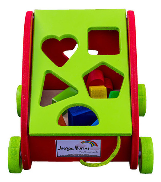 Formitas Carro Arrastre Juego Bloques Madera Geometricas 1