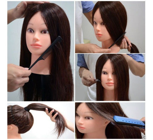 Nueva Pelo Humano Verdadero Cosmetología Formación Maniquí C 1