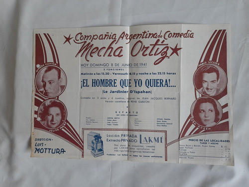 Antiguo Programa Teatro Smart, Mecha Ortiz, 1941 1