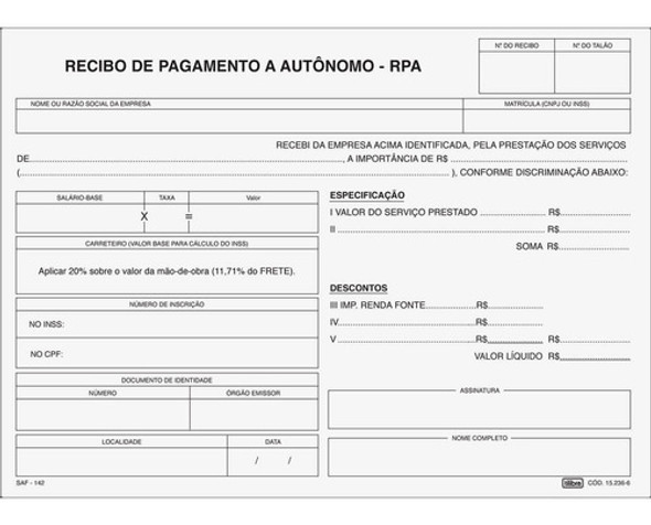 Recibo De Pagamento Autonomo Iapas 25x3 Vias - 75 Folhas 0