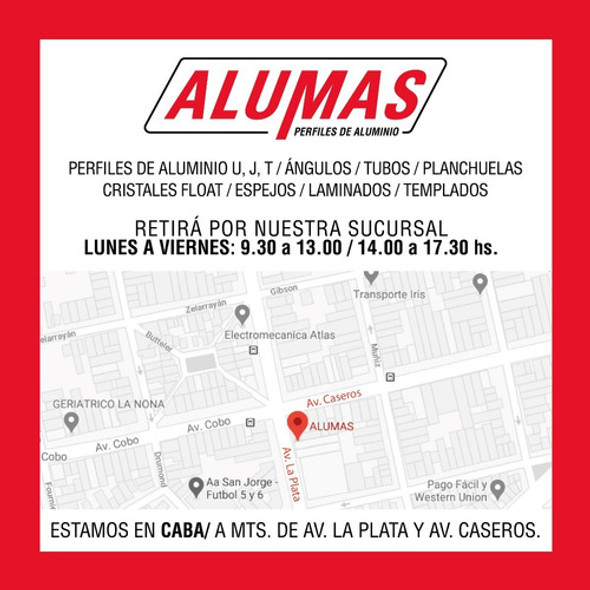 Perfil De Aluminio Tubo 38x38 Mm Blanco X 2 Metros 1