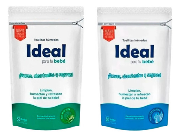 Ideal Toallitas Húmedas Aloe Vera 50u + Clásicas 50u 0