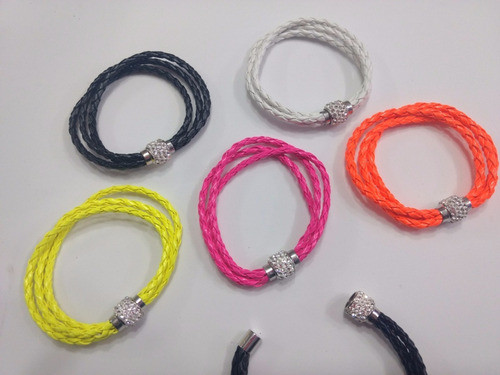 Pulsera Cotillon C/ Iman Y Estras  X 12 Und Colores Surtidos 0