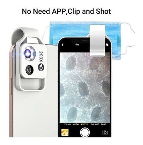 Lente Microscopio Para Celular 200x C/luz Led Con Cpl -white 1