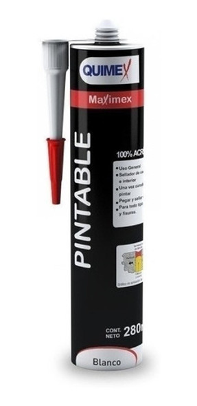 Cartucho Sellador Acrilico Maximex Pintable 280ml Protec Sup 0