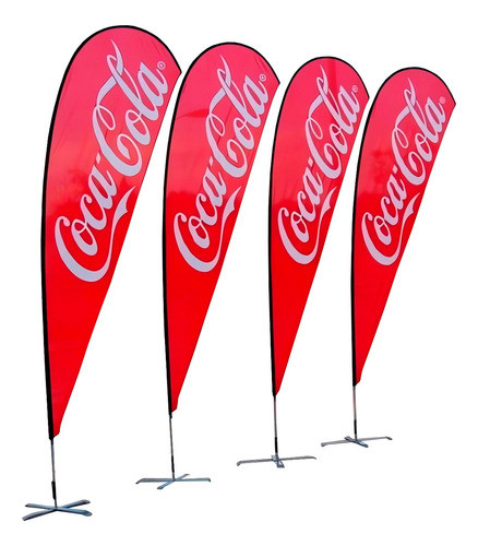 4 Estructuras Fly Banners De 2,50 M + Fly Impreso + Estaca. 0