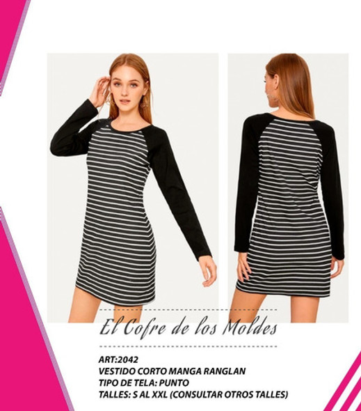 Molde Digital Vestido Manga Ranglan, Pack Talles S A Xxl 1
