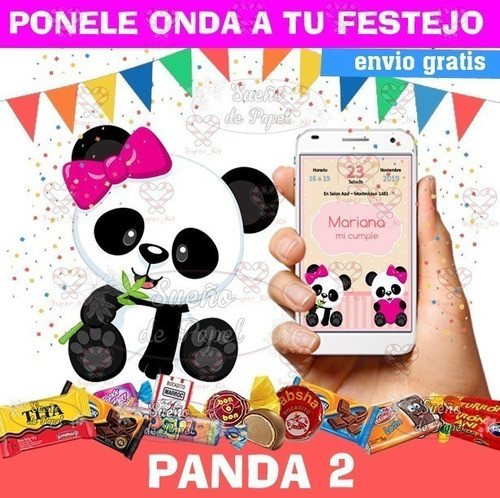 Kit Imprimible Osito Panda Mod 2 Editable 1
