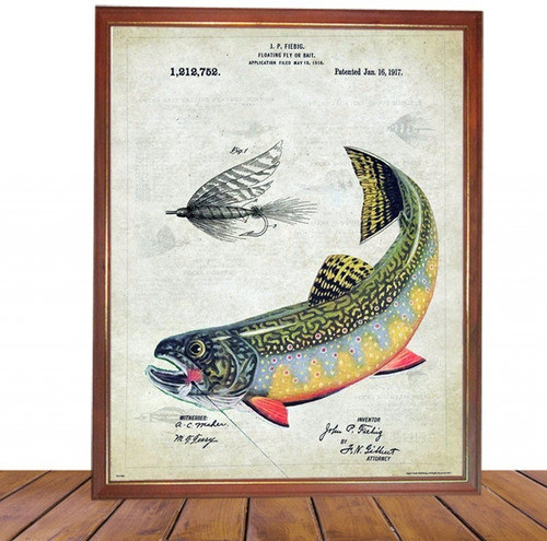 Poster Pesca Patente Vintage En Cuadro Para Colgar 1