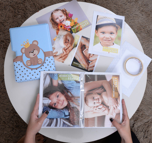 Luva C/ Álbum 60 Fotos 15x21 - Bebê - Ursinho Príncipe 1