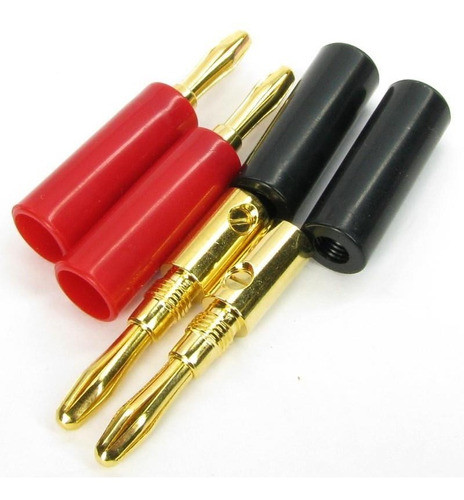Ficha Banana Gold X Unidad Con Tornillo Capuchón Negro 0