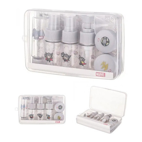 Kit De Frascos Para Viagem Marvel Thor Cinza 8 Peças 0