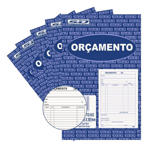 Bloco Talão Orçamento Kit 5un Oficina Mecânica Prestador 0