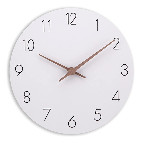 Reloj De Pared Blanco Silencioso Simple Elegante 30 Cm 0