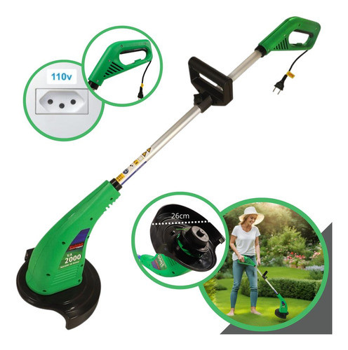 Roçadeira Elétrica 127v Aparador De Grama Vulcan Va-2000 0