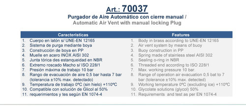 Purgador Automatico De Aire Genebre 1/2 Art. 70037 1