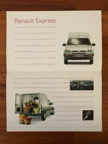 Folleto De Agencia Original De Renault Express En Olivos Zwt 1