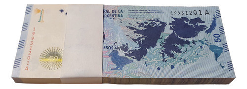 Fajo 100 Billetes De 50 Pesos Malvinas Sin Circular Serie A 0