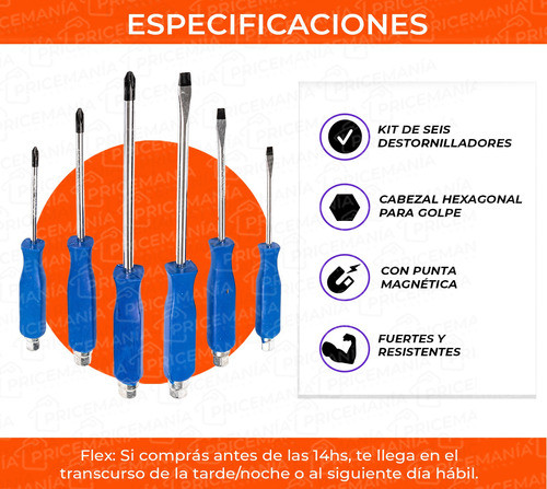 Juego Destornillador Golpe X 6 Piezas Mecanica Profesional 1