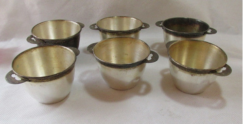 6 Antiguas Compoteras Plateria Escudo, Usadas, A Restaurar 1