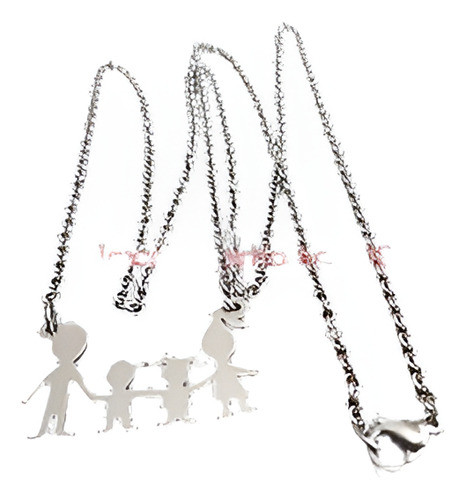 Lote 5 X Acero Inoxidable Chico + Chica + Padres Familia Col 0