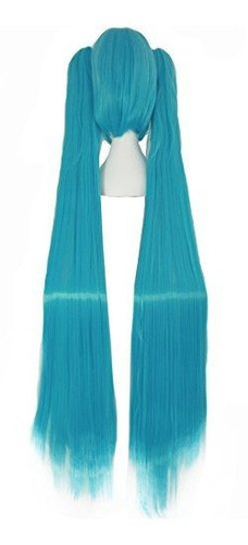 Mapofbeauty Vocaloid Miku Cyan Azul 2 Ponytails Straight Lon 1