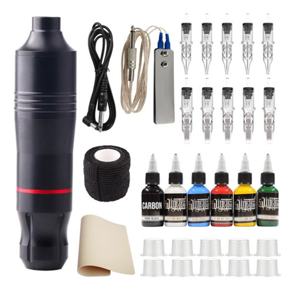 Kit Para Tatuar Con Máquina Pen, Tintas Y Accesorios 0