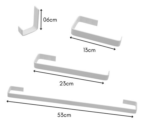 Kit Acessorios Para Banheiro Branco 5 Peças Quadrado 1