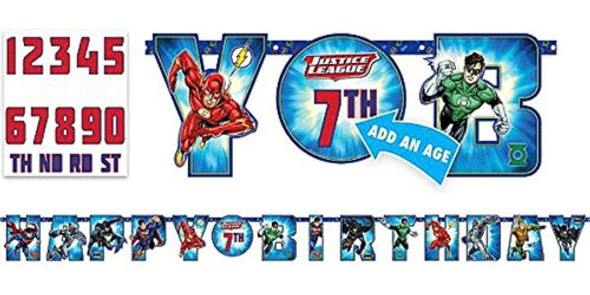 Justice League Jumbo Add-an-age  Happy Birthday  Banner De C 1