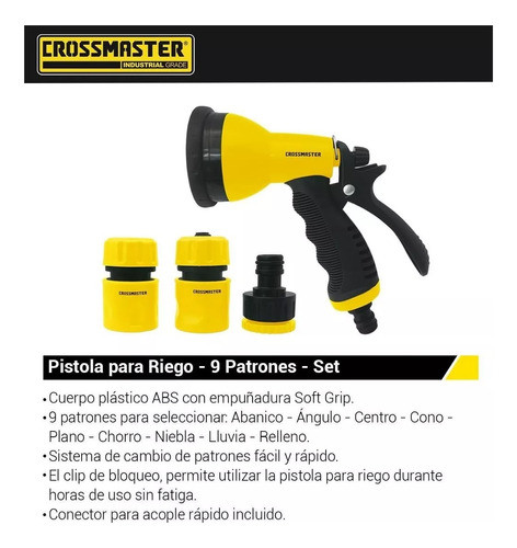Pistola Riego Rociador Set 9 Patrones Crossmaster 9937916.5 1