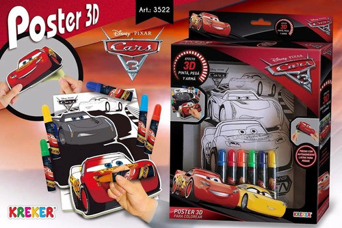 Poster 3d Para Colorear Cars 3 Disney - Kreker 1
