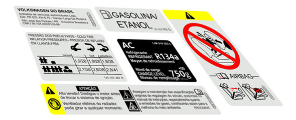 Decalques Advertência Vw Golf Sportline - Frete Grátis 0