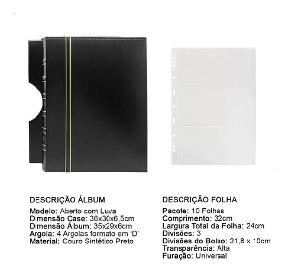 Álbum De Luxo Preto 10 Folhas Para 30 Cédulas 3bzn G 1