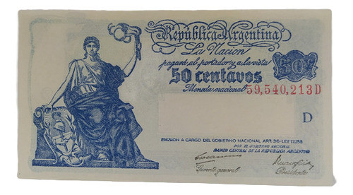 Antiguo Billete 50 Centavos Progreso Bottero 1807 0