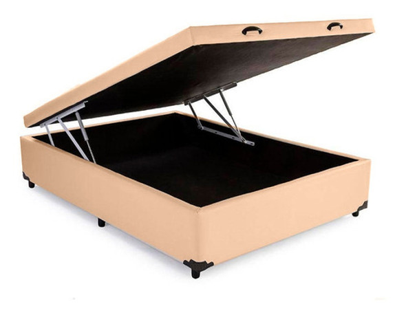Cama Box Baú Solteirão Corino Bege - 108x198x40 0