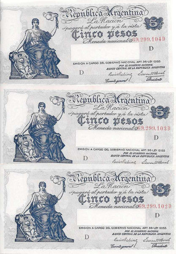 Billete 5 Pesos Progreso Bottero 1851 Numeros Rojos Ex++++++ 0