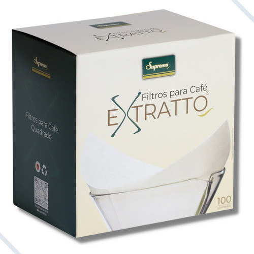 100 Filtros Papel Quadrado Extratto Coadores Tipo Ampulheta 0
