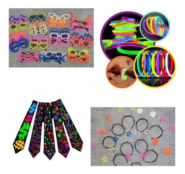 Kit Festa Baladinha Neon Adereço Brilha Luz Negra 80 Itens 0