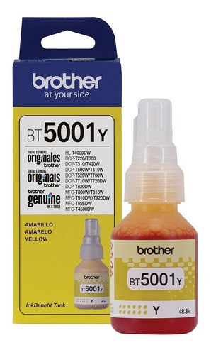 Botella De Tinta Brother Bt5001y Amarillo T300 T500w 0