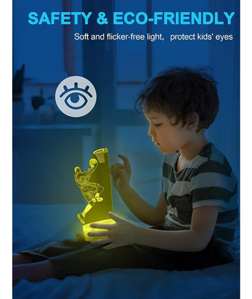 ~? Nice Dream Basketball Player Night Light Para Niños, 3d I 1