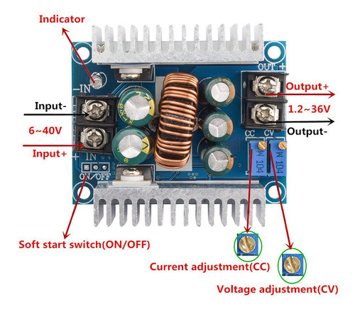 Diymore 2 Unids 20a 300w Cc Cv Modulo Reductor Ajustable Dc 1