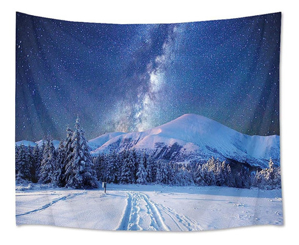 ~? Hvest Starry Sky Tapestry Snow Mountain Wall Hanging Pine 0