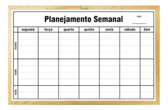 Quadro Branco Madeira 60x90 Semanal Standard 0