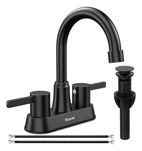 Canilla Baño 3 Agujeros Con Desague Click Clack Negro Mate 0