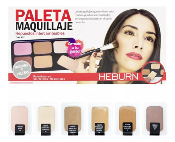 Set Heburn 927 Maquillaje Profesional 4 Compactos 2 Rubores 0