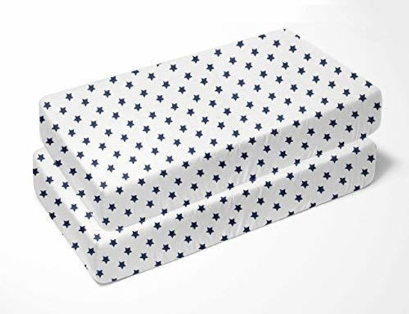 Bacati 2 Piezas Estrellas Ikat Muselina Cuna Hojas Marino 1