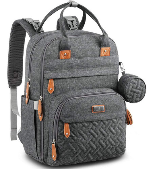 Mochila Pañales Cambiador Multifunción Impermeable Gris 0