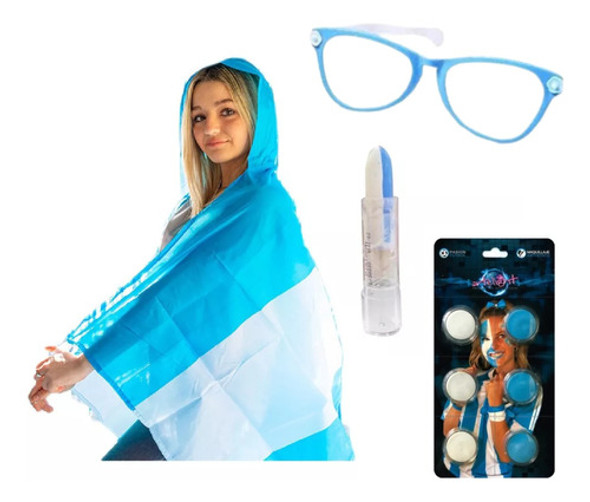 Kit Festejo Argentina Mundial Futbol Cotillon Capa Bandera 0