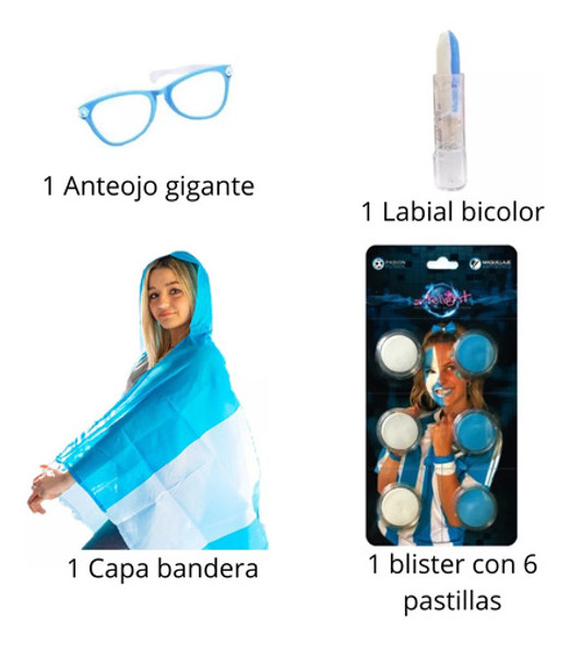 Kit Festejo Argentina Mundial Futbol Cotillon Capa Bandera 1
