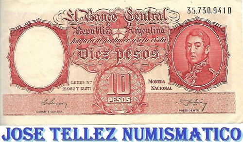 Bottero 1952 $ 10 Moneda Nacional Serie D Ex- Palermo 0